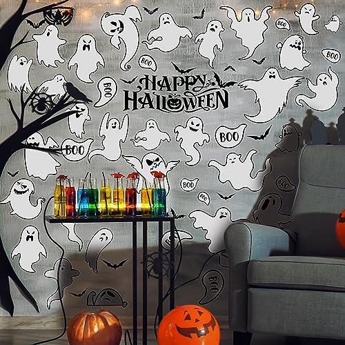 Halloween Ghost Wall Stickers - White Ghost Window Clings for Decor