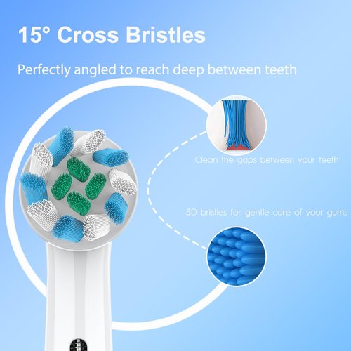 Caslynor Replacement Heads Compatible with Oral B Braun Pro 100, 500, 1000, Vitality, Smart, Genius, Cross Bristles for Deeper Plaque Removal, Pack of 12 Electric Toothbrush Heads Refills, White