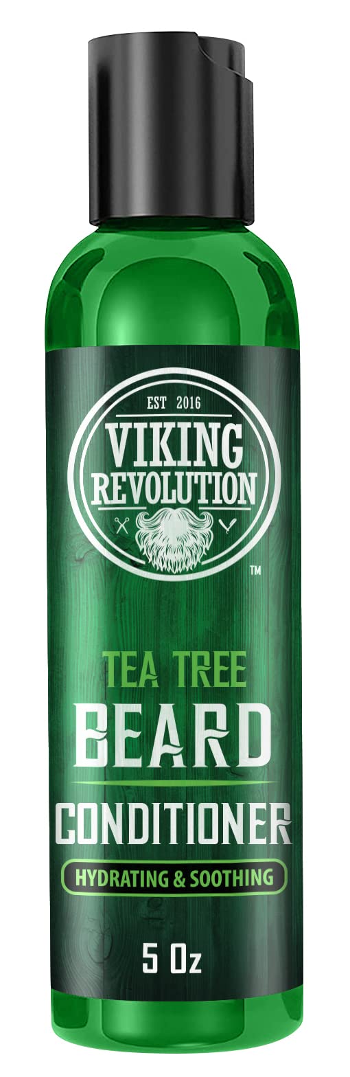 Viking Revolution Tea Tree Beard Wash and Conditioner Set for Men - Natural Beard Softener with Argan Oil, Vitamin E and Ginseng (5 Oz)