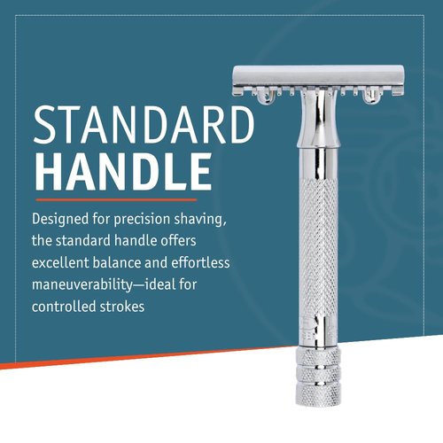 MERKUR 15C Double Edge Safety Razor - Bright Chrome Finish, Open Comb Design, Eco-Friendly, Made in Germany