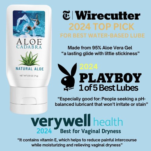 Aloe Cadabra Personal Lubricant - Organic Water-Based Aloe Lube for Couples | pH Balanced, Unscented (2.5 oz)