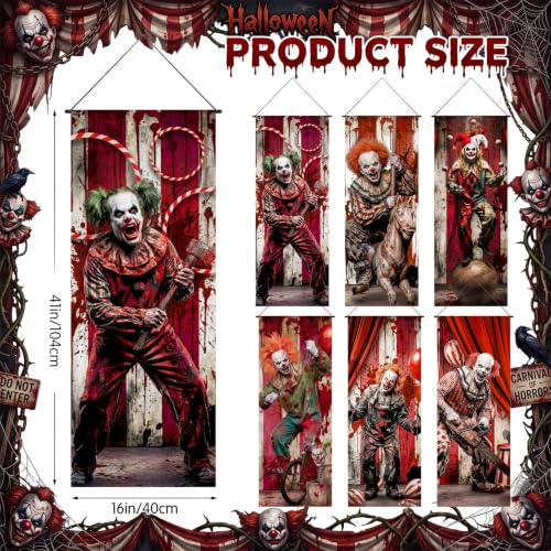 Halloween Circus Banner Set - 6 Spooky Hanging Decorations for Parties & Outdoor Use