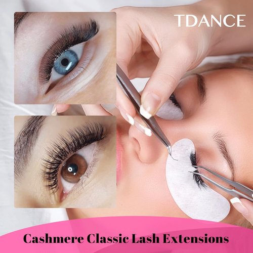 TDANCE Cashmere Lash Extensions Super Matte Black Volume Lash Extension C CC D DD B J L Curl 0.03-0.2mm Thickness Classic Lash Extensions Eyelash Extensions Professional Salon Use(0.2-DD,8-15mm)