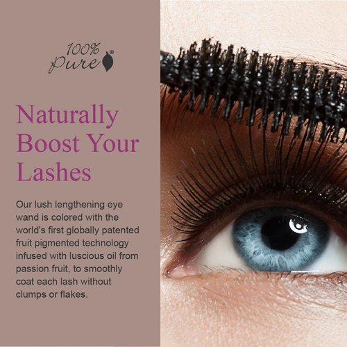 100% PURE Maracuja Oil Mascara - Dramatic Volume & Length, Vegan Formula, Black Tea Color - 0.35 oz