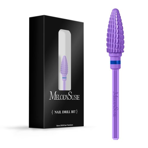 MelodySusie Large Cone Nail Drill Bits, 3/32'' Carbide Tungsten Multi-function Bits, Fast Remove Acrylic or Hard Gel for Manicure Pedicure Salon Professional or Beginner, Purple, Medium