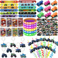 Monster Truck Party Favors Set for Birthday Decorations - 122 Pieces with Goodie Bags & Stickers