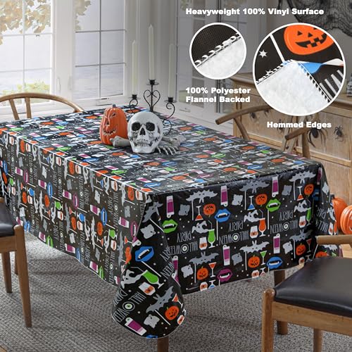 Halloween Ghosts Bats 60 x 84 Inch Vinyl Tablecloth - Spooky Party Decor