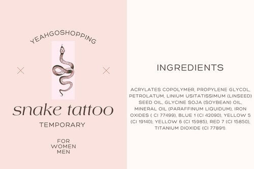Fashion Realistic Big Size Black Snake Temporary Tattoo Stickers for Women Men Waterproof Fake Tattoo Waist Body Forearm Arm (Pack of 10)