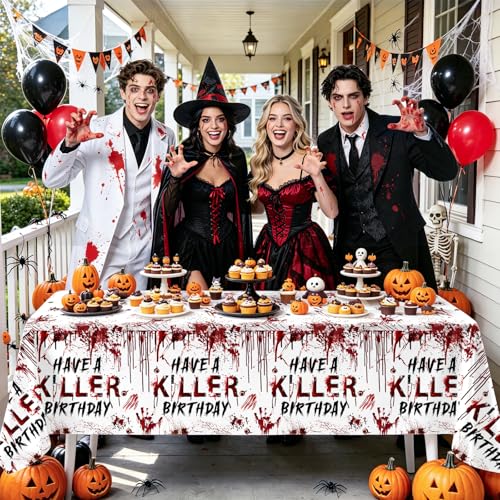 Have a Killer Birthday Tablecloth Set - Horror Halloween Party Decor, 3-Pack