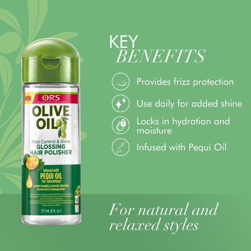 ORS Olive Oil Hair Polisher - Frizz Control & Shine Glossing Treatment | 6 Ounces