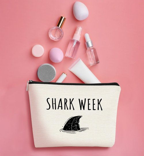 BARPERY Shark Gifts for Women Small Makeup Bag, Shark Lovers Gifts Cosmetic Bag, Makeup Bag Organizer Gift for Shark Lover,BirthdayMakeup Bag Organizer Gifts