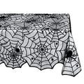 72" x 54" Black Lace Halloween Tablecloth with Spider Web Design - Rectangular