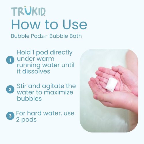 TruKid Bubble Podz - Tear-Free Bubble Bath for Kids & Toddlers | Gentle, Non-Toxic, Vanilla Scent (24 Podz)