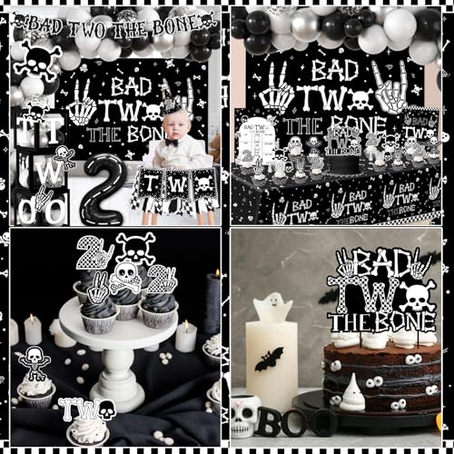 2nd Birthday Decorations for Boys - Bad Two The Bone Party Supplies Set
