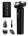 Electric Razor for Men，10,000RPM High-Speed Motor, IPX8 Waterproof, USB Fast Charging, 5-Min Quick Charge & Travel Lock,Black