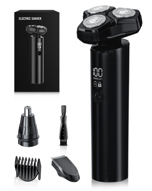 Electric Razor for Men，10,000RPM High-Speed Motor, IPX8 Waterproof, USB Fast Charging, 5-Min Quick Charge & Travel Lock,Black