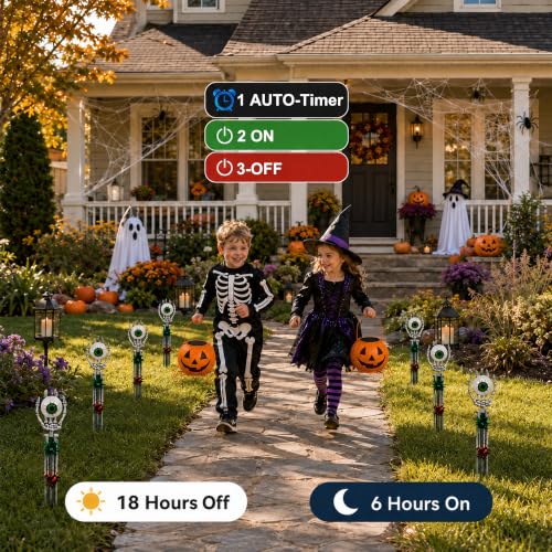 Halloween Skeleton Hands with Eyeball Lights Outdoor Decor - Warm & Green