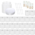 EkkoVla 24 Pack 4 oz Frosted Glass Jars with Lids, Round Empty Cosmetic Containers with Inner Liners for Lotion, Cream, Ointments, Powder, Candle