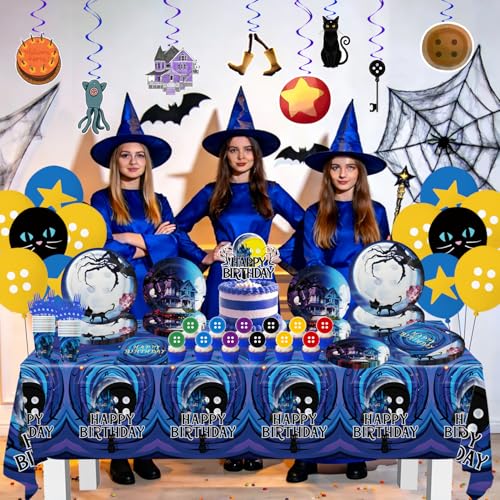 135Pcs Horror Birthday Party Decorations Blue Theme with Banner, Balloons, Plates, Napkins & Cake Toppers