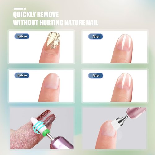 13PCS Nail Drill Bits Set, 3/32” Professional Drill Bits Nail Tech, Tungsten Carbide Ceramic Efile Nail Bits with Brush, Cuticle Remover Bits for Acrylic Gel Dip Powder Nail Manicure