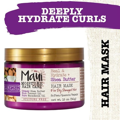 Maui Moisture Shea Butter Hair Mask 12 Ounce Jar (Heal/Hydrate) (354ml) (3 Pack)