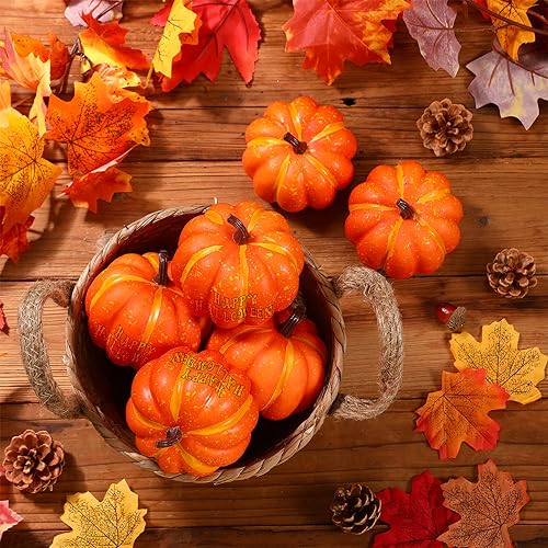 Orange Artificial Pumpkins 48 Pack - 4 Inch Fall Decor Foam Pumpkins