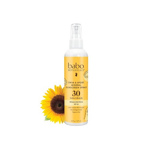 Babo Botanicals Mineral Sunscreen Spray SPF 30 - Natural Zinc Oxide for Face & Body - Water Resistant, Fragrance-Free