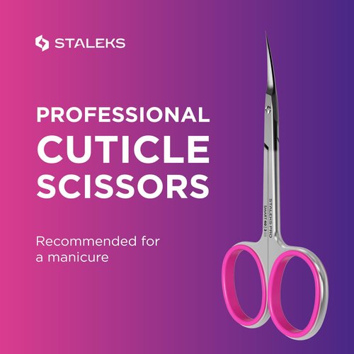 Staleks Professional Cuticle Scissors – Manicure Scissors, Stainless Steel, Extra Fine Curved Blades Smart 40 Type 3 SS-40/3