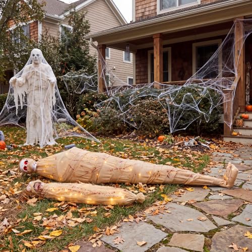 70in Halloween Shaking Mummy Decoration - Animated Hanging Corpse with Lights & Sound