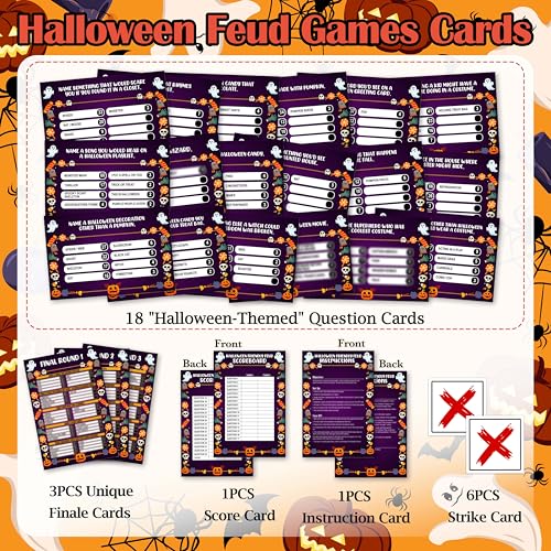 Halloween Feud Game Cards Hunting House Edition for Parties - 12 Pack