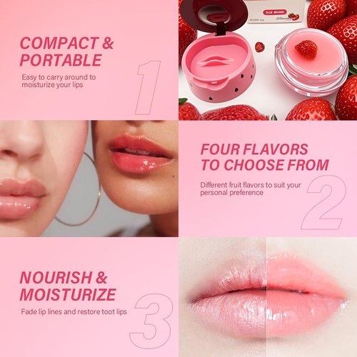 FYEBOO Fruit Lip Mask Set with Honey & Vitamin E, Moisturizing Overnight Treatment, Effective Reduces Lip Lines Prevention Dry and Cracked (8 Flavors)