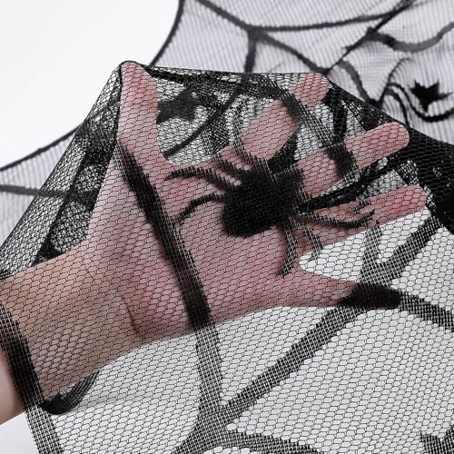 Halloween Black Lace Tablecloth 40 Inch Round Spider Web Overlay - LuoluoHouse