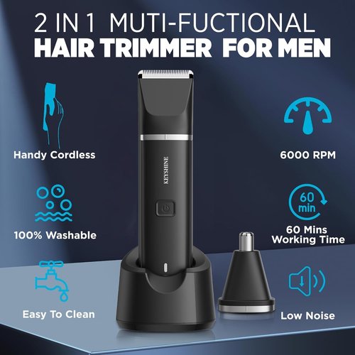 Electric Razor for Men: 2-in-1 Beard & Nose Hair Trimmer for Men - IPX7 Waterproof Shavers for Temple Groin Body Ear Hairs Trimmer - Best Gifts for Husband