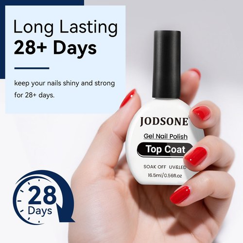 JODSONE Gel Top Coat - No Wipe, Glossy Shine Finish, Long Lasting | 16.5ml for Salon & DIY Nail Art