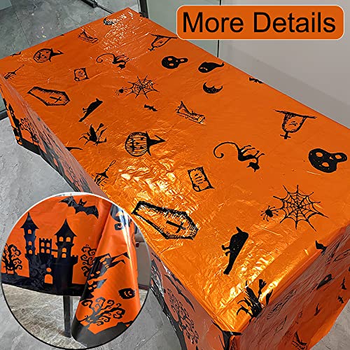 Halloween Tablecloth Set - Classic Spooky Haunted House & Ghosts Design, Waterproof 54x73 Inches, 3 Pack
