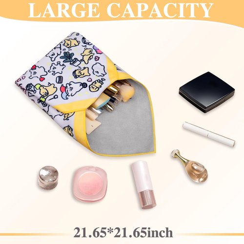 Junesters XL Large Size 21.65×21.65 inch Self-Adhesive Magic Cloth Makeup Bag, Makeup Organizer Bag, Fashionable Camera Lens Bag, Portable Travel Cosmetic Bags, Girl&Teen Gifts Trendy Stuff (Puppies)