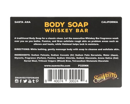 Suavecito Body & Hand Soap Bars - Moisturizing Whiskey Bar Fragrance | 6 oz, 3-Pack