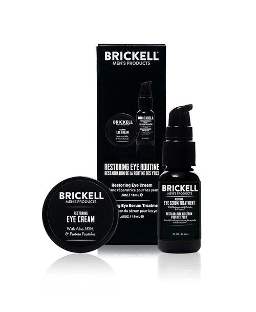Brickell Men's Eye Cream & Serum Set - Natural & Organic Restoring Routine for Men | Unscented
