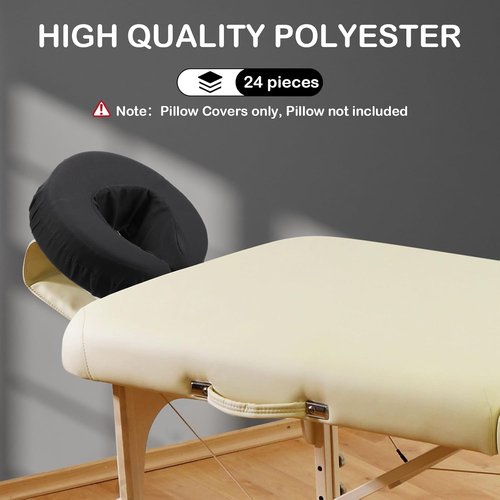 Macarrie 24 Pcs Microfiber Face Cradle Covers - Soft, Reusable & Oil-Proof for Massage Tables | Black