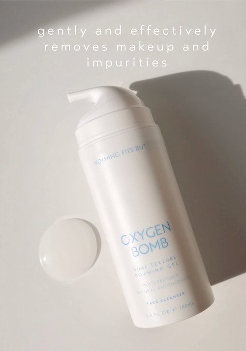 NOTHING FITS BUT Oxygen Bomb, Dual Texture Pore Purifying Foaming Gel Facial Mask & Cleanser, 3.4 Fl Oz (100 ml)