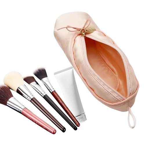 Ballet Shoe Pink Makeup Bag,Small Cosmetic Bag Dance Bag for Girls,Cute Makeup Bag for Purse Pencil Case Mini Bow Cosmetic Travel Makeup Brush Organizer,Dance Recital Gifts for Girls Ballerina Dancer