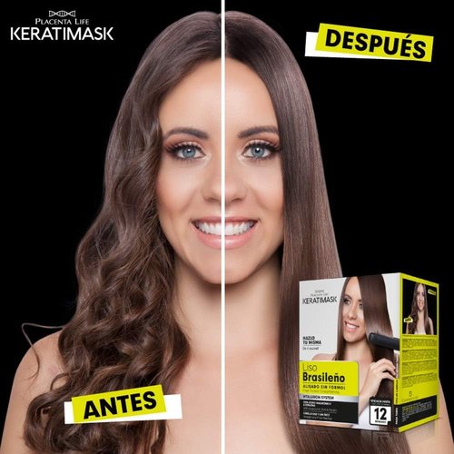 Placenta Life KeratiMask Brazilian Straightening Kit - Formaldehyde-Free Keratin Treatment for Smooth, Shiny Hair
