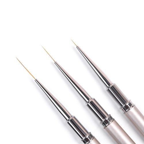 KADS Nail Art Liner Brushes Kolinsky Nail Art Brush Liner Brush UV Gel Polish Painting Nail Design Brush Metal Handle Nail Drawing Pens 8/15/20mm (8mm+15mm+20mm)