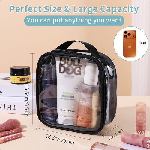 FFpaw Small Clear Makeup Bag, Nylon Mini Cosmetic Bag Small Makeup Bag for Purse TSA Approved Travel Toiletry Bags with Zipper Cute Organizer Car Organizer Bag for Women Girls