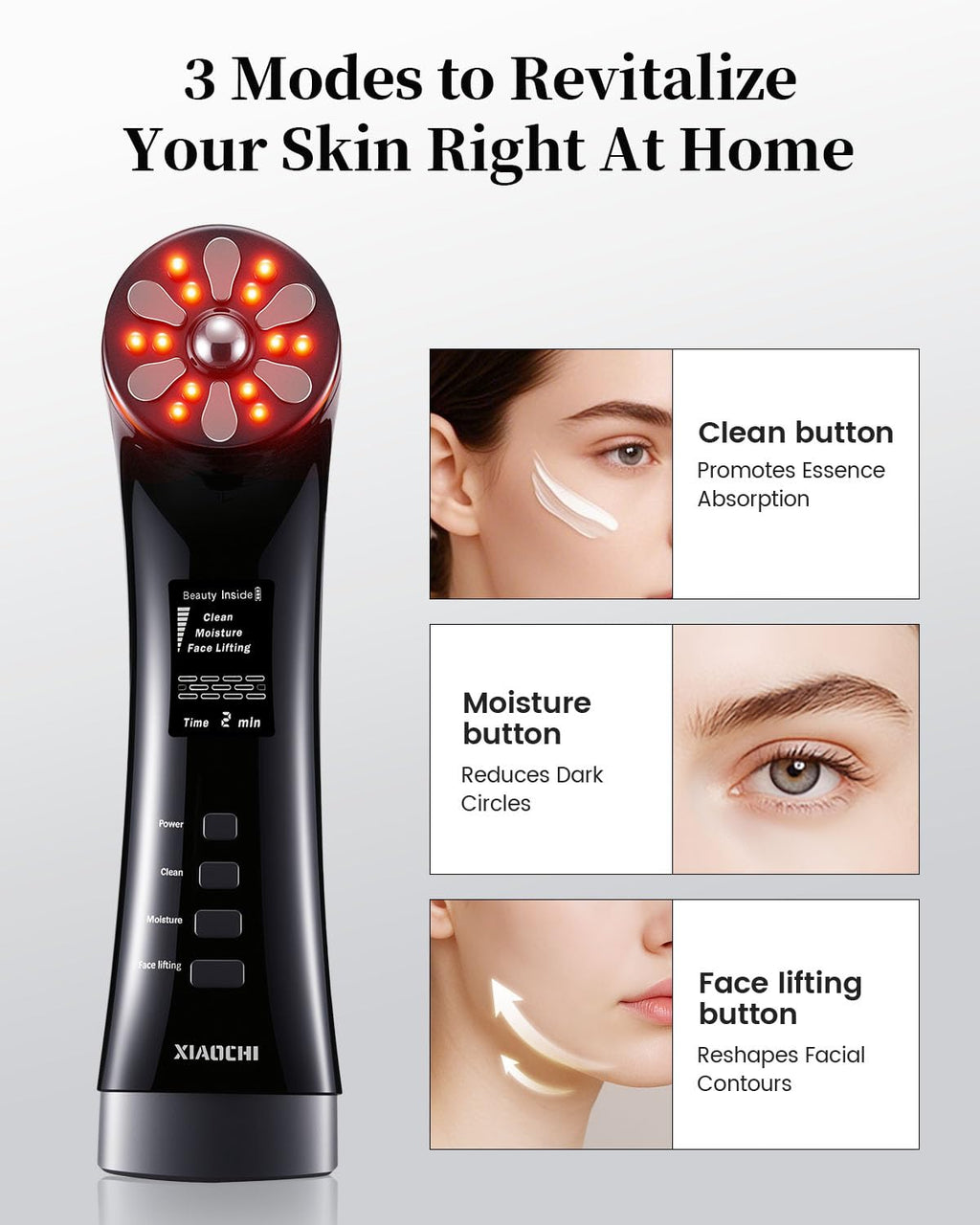 XIAOCHI 4-in-1 Facial Massager for Face & Neck – Skin Rejuvenation, Lifting & Tightening – Reduces Wrinkles & Puffiness, Enhances Infusion