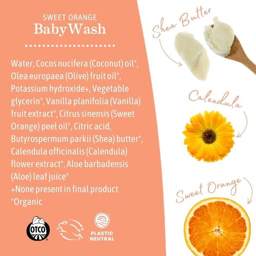 Earth Mama Sweet Orange Liquid Wash - Organic Foaming Hand Soap for Sensitive Skin | 6.27 fl oz