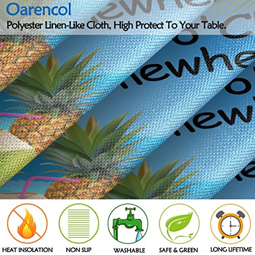 Summer Parrot Pineapple Placemat Set of 6 - Tropical Fruit Heat-Resistant Washable Table Mats, Multi 4/6