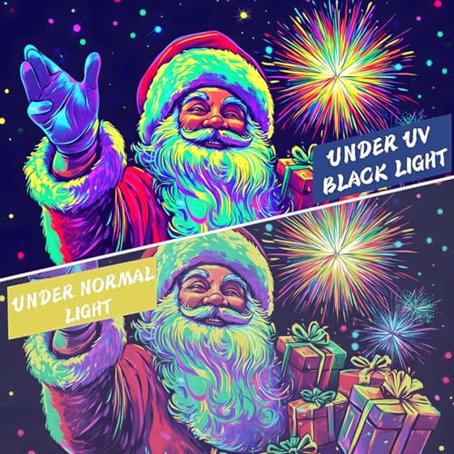 Black Light Tapestry Santa Claus 2 UV Reactive Christmas Wall Hanging 90x70 Unframed