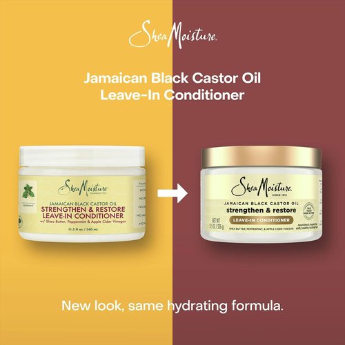 SheaMoisture Leave-In Conditioner 3-Pack – Jamaican Black Castor Oil Strengthen & Restore Formula for Hair Repair, Frizz Control, 11.5 Oz Ea