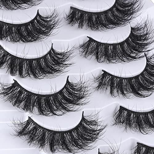 False Eyelashes 8D Fluffy Wispy Faux Mink Cat Eye Lashes 7 Pairs - B08(13-18mm)